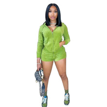 Load image into Gallery viewer, Prowow Women Tracksuits Hooded Zipper Coats Shorts Two Piece Sporty Suits New Fall Casual Solid Color Female Clothing Set - Shop &amp; Buy
