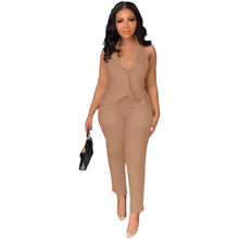 Load image into Gallery viewer, Prowow Women Two Piece Suits Halter Backless Tops Pant Summer Office Lady Clothing Set Solid Color Slim Fit Outfits Tracksuits - Shop &amp; Buy
