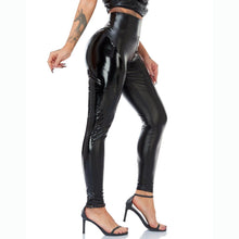 Load image into Gallery viewer, PU Leather Leggings High Waist Black Yoga Pants Women Faux Thin Leggins Sexy Curvy Elastic Tummy Control Ruched Fitness Pants - Shop &amp; Buy
