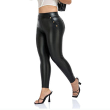 Load image into Gallery viewer, PU Leather Leggings With Pocket Fitness Women Yoga Pants High Waist Sexy Curvy Elastic Leggins Fashion Stretch Trousers - Shop &amp; Buy
