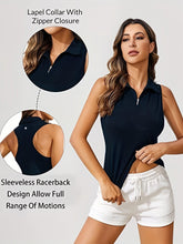 Load image into Gallery viewer, Quick-Drying Sleeveless Golf Polo Shirt with Zipper Collar - Perfect for Tennis, Sports, and Exercise - Shop &amp; Buy
