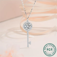 Load image into Gallery viewer, Radiant 1 Carat Moissanite Key Pendant Necklace - Sterling Silver Glamour for Romantic Occasions - Shop &amp; Buy
