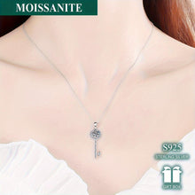 Load image into Gallery viewer, Radiant 1 Carat Moissanite Key Pendant Necklace - Sterling Silver Glamour for Romantic Occasions - Shop &amp; Buy
