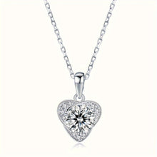 Load image into Gallery viewer, Radiant 1ct Moissanite Heartbeat Pendant Necklace - 925 Sterling Silver, Timeless Elegance &amp; Seductive Style - Shop &amp; Buy
