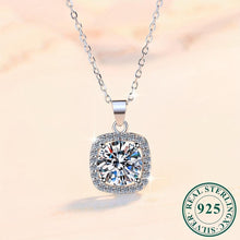 Load image into Gallery viewer, Radiant 1ct Moissanite Square Pendant Necklace - 925 Sterling Silver, Timeless Elegance - Shop &amp; Buy

