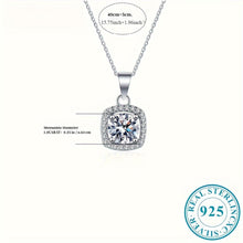 Load image into Gallery viewer, Radiant 1ct Moissanite Square Pendant Necklace - 925 Sterling Silver, Timeless Elegance - Shop &amp; Buy
