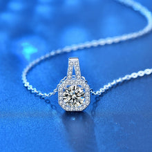 Load image into Gallery viewer, Radiant 1ct/2ct Moissanite Square Pendant Necklace - Sterling Silver, Elegant &amp; Adorable Design

