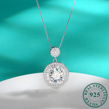Load image into Gallery viewer, Radiant 2 Carat Moissanite Sterling Silver Necklace - Dazzling Round Halo Pendant for Engagements &amp; Weddings - Shop &amp; Buy
