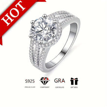 Load image into Gallery viewer, Radiant 2/3ct Moissanite Engagement Ring - Dazzling 925 Sterling Silver Wide Band Encrusted with Micro Zircon Stones - Shop &amp; Buy
