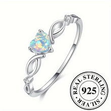 Load image into Gallery viewer, Radiant Heart-Shaped Opal Sterling Silver Ring - Dual-Tone Silver or Rose Gold - Shop &amp; Buy
