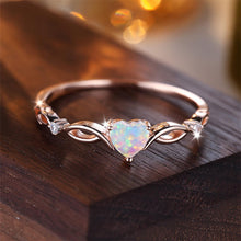 Load image into Gallery viewer, Radiant Heart-Shaped Opal Sterling Silver Ring - Dual-Tone Silver or Rose Gold - Shop &amp; Buy
