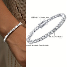 Load image into Gallery viewer, Radiant Luxury Tennis Chain Bracelet - 14g 925 Sterling Silver, Encrusted with 4mm AAAA Cubic Zirconia for Unmatched Sparkle - Shop &amp; Buy
