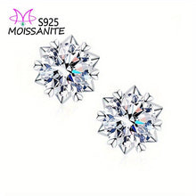 Load image into Gallery viewer, Radiant Moissanite Snowflake Stud Earrings - 925 Sterling Silver Sparkle for Her - Shop &amp; Buy
