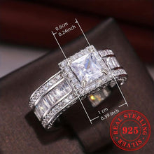 Load image into Gallery viewer, Radiant Square Cut Zircon 925 Sterling Silver Ring - Glamorous Womens Engagement or Wedding Jewelry - Shop &amp; Buy
