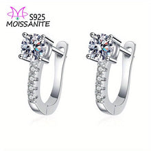 Load image into Gallery viewer, Radiant Sterling Silver Moissanite U-Shape Hoop Earrings - Glamorous Luxury Style with English Lock - Shop &amp; Buy
