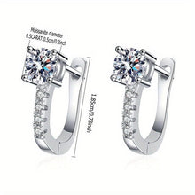 Load image into Gallery viewer, Radiant Sterling Silver Moissanite U-Shape Hoop Earrings - Glamorous Luxury Style with English Lock - Shop &amp; Buy
