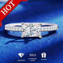 Load image into Gallery viewer, Radiant Sterling Silver Rectangular Moissanite Ring - Timeless Elegance for Proposals, Engagements - Shop &amp; Buy
