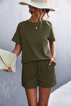 Load image into Gallery viewer, Raglan Sleeve Ruffle Hem Top and Shorts Set with Pockets - Shop &amp; Buy