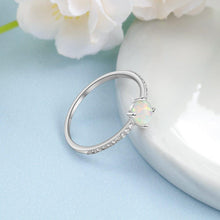 Load image into Gallery viewer, Real 925 Sterling Silver Opal Rings Crystal Finger Rings for Women Small Round Zircon Ring - Shop &amp; Buy
