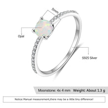 Load image into Gallery viewer, Real 925 Sterling Silver Opal Rings Crystal Finger Rings for Women Small Round Zircon Ring - Shop &amp; Buy
