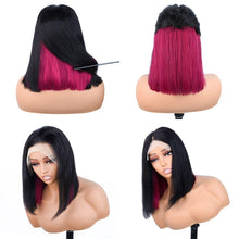 Load image into Gallery viewer, Red Peekaboo Bob Wig Short Straight Bob Wigs For Black Women Colorful Highlight Bob 13x4 Lace Front Wig 10-14inch 4x4 Lace Bob - Shop &amp; Buy
