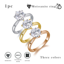 Load image into Gallery viewer, Retro &amp; Elegant Style, 1-3ct, 5ct D-color Pure Moissanite Ring, Classic Six Claw Design Ring &amp; S Sterling Silver Band - Shop &amp; Buy
