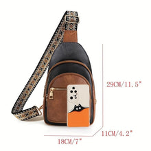 Load image into Gallery viewer, Retro Colorblock Sling Bag - Stylish Zippered Crossbody Bag for Versatile Fashion - Textured Leather - Shop &amp; Buy
