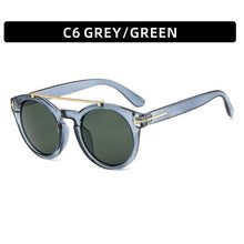 Load image into Gallery viewer, Retro Gray Green Round Rivet Sunglasses Women Brand Double Bridge Shades Eyewear Colorful Lens Frame Trendy Sun Glasses - Shop &amp; Buy