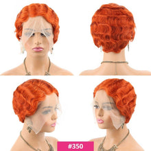 Load image into Gallery viewer, Retro Wig Pixie Cut Wig Human Hair Short Wave Bob Wigs Preplucked Wigs For Women T Part Lace Wig Brown Highlight Wig Human Hair - Shop &amp; Buy

