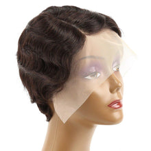 Load image into Gallery viewer, Retro Wig Pixie Cut Wig Human Hair Short Wave Bob Wigs Preplucked Wigs For Women T Part Lace Wig Brown Highlight Wig Human Hair - Shop &amp; Buy
