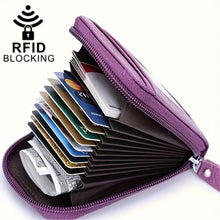 Load image into Gallery viewer, RFID Blocking Multi Card Slots Card Holder, Portable Mini Card Wallet, Mini Zipper Around Coin Purse With Clear Window - Shop &amp; Buy
