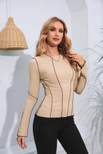 Load image into Gallery viewer, Ribbed Round Neck Long Sleeve Blouse - Shop &amp; Buy