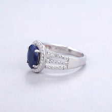 Load image into Gallery viewer, Ring Gem&#39;s Ballet Natural Oval Blue Sapphire Rings Solid 585 14K 10K 18K Gold 925 Silver Gemstone Cocktail Ring For Women - Shop &amp; Buy
