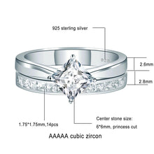 Load image into Gallery viewer, Rings for Women Anillos Silver 925 Original Jewelry Gold Solitaire Princess Engagement Ring Set CZ Promise Wedding Band - Shop &amp; Buy
