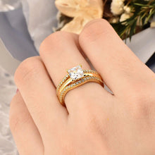 Load image into Gallery viewer, Rings for Women Bague Luxury Silver 925 Original Jewelry Gold Solitaire Princess Engagement Ring with Enhancer Bands - Shop &amp; Buy
