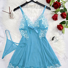 Load image into Gallery viewer, Romantic Contrast Lace Nightdress - Alluring Deep V Backless with Bow Tie Detail - Comfortable Sleepwear Dress for Women - Perfect for Koningsdag/Kings Day Celebrations - Shop &amp; Buy
