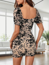 Load image into Gallery viewer, Romantic Floral Print Dress - Sophisticated and Elegant Design, Daring Backless Cut, Short Sleeves - Shop &amp; Buy
