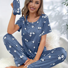 Load image into Gallery viewer, Romantic Floral Print Pajama Set - Soft Short Sleeve Crew Neck Top &amp; Elastic Waistband Pants - Perfect Womens Sleepwear &amp; Loungewear - Shop &amp; Buy
