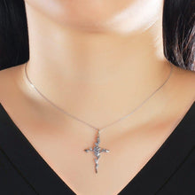 Load image into Gallery viewer, Rose &amp; Cross Design Silver Color Pendant Necklace Vintage Women Chain Necklaces Gothic Jewelry Accessories - Shop &amp; Buy
