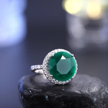 Load image into Gallery viewer, Round 11mm Natural Green Agate Gemstone Handmade Rings Vintage 925 Sterling Silver Cocktail Ring Gift For Women - Shop &amp; Buy
