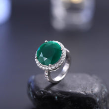 Load image into Gallery viewer, Round 11mm Natural Green Agate Gemstone Handmade Rings Vintage 925 Sterling Silver Cocktail Ring Gift For Women - Shop &amp; Buy
