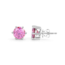 Load image into Gallery viewer, Round Cut Pink Grey Yellow Moissanite Stud Wedding Earrings in 925 Sterling Silver Moissanite Six Prongs Earrings - Shop &amp; Buy
