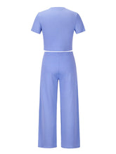 Load image into Gallery viewer, Round Neck Short Sleeve Top and Pocketed Pants Set - Shop &amp; Buy
