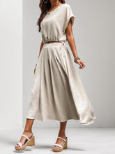 Load image into Gallery viewer, Round Neck Short Sleeve Top and Skirt Set - Shop &amp; Buy

