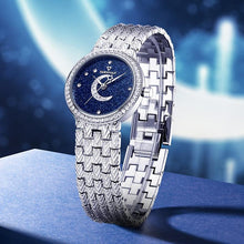 Load image into Gallery viewer, Round Quartz Watches Stainless Steel Strap Alloy Pointer Stainless Steel Rhinestone Dial Luminous Moon Phase Starry Sky Watches Gifts For Eid - Shop &amp; Buy
