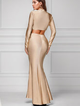 Load image into Gallery viewer, Ruched Long Sleeve Top and Slit Skirt Set - Shop &amp; Buy
