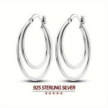 Load image into Gallery viewer, S925 Sterling Silver Double Circle Hoop Earrings For Women Big Size Elegant Style - Shop &amp; Buy
