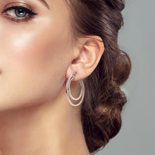 Load image into Gallery viewer, S925 Sterling Silver Double Circle Hoop Earrings For Women Big Size Elegant Style - Shop &amp; Buy
