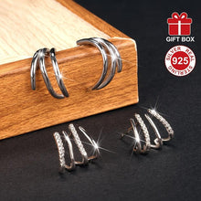 Load image into Gallery viewer, S925 Sterling Silver Four Claw Stud Earrings Cute Style Multi Layer Four Claw Earrings - Shop &amp; Buy
