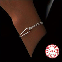 Load image into Gallery viewer, S925 Sterling Silver Geometric Arc Line Twist Design Bracelet - Shop &amp; Buy
